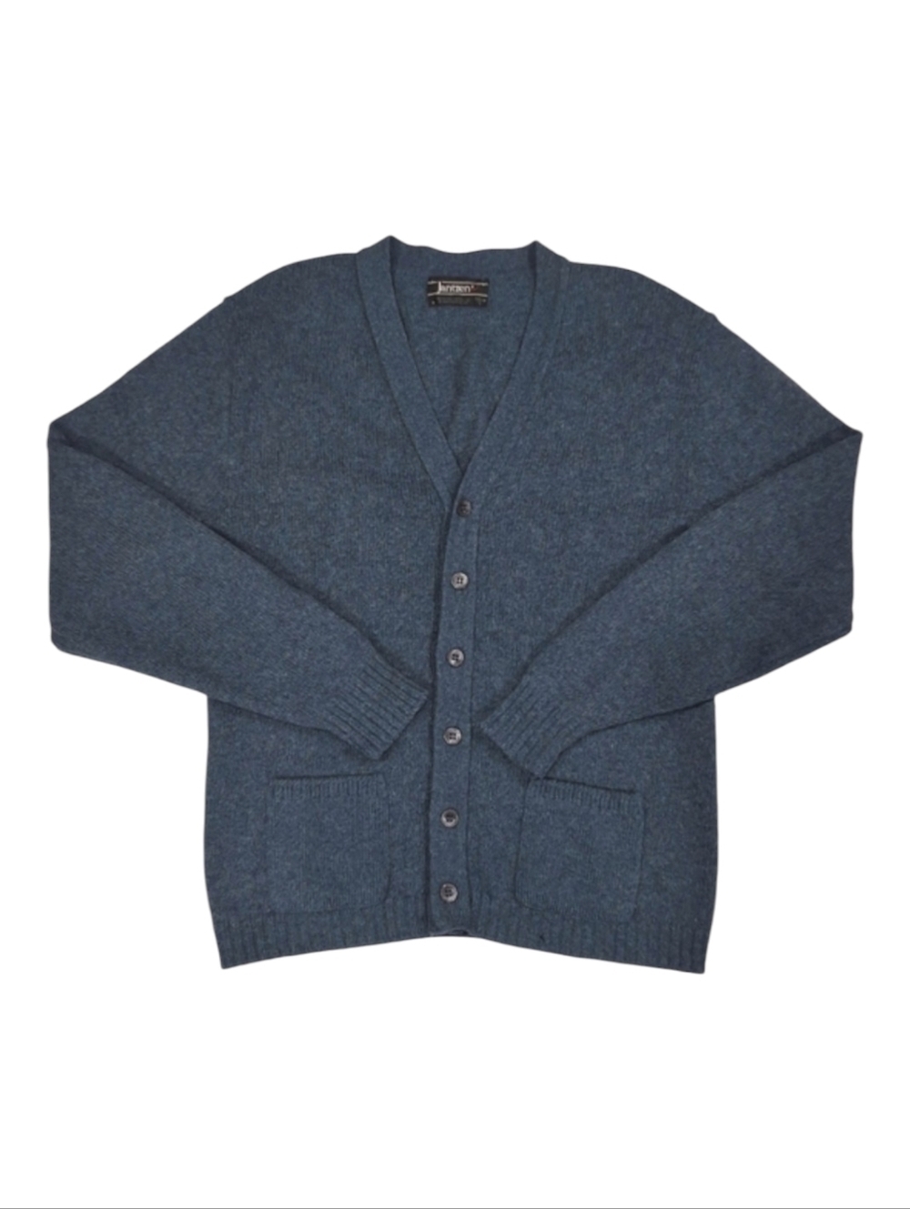 Jantzen~VTG 80s Men Wool Grandpa Cardigan~Kurt Cobain~Lagenlook~Blue Heather~LT